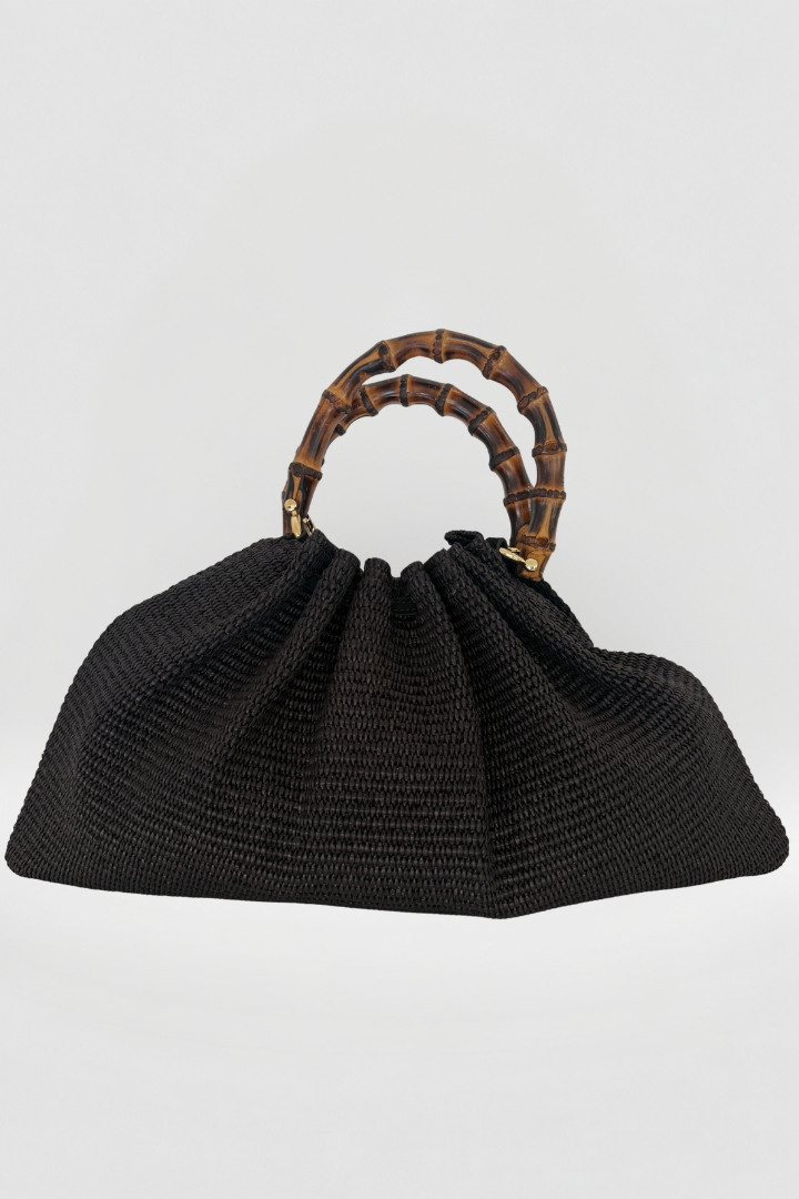 Caterina Raffia Bag - Black