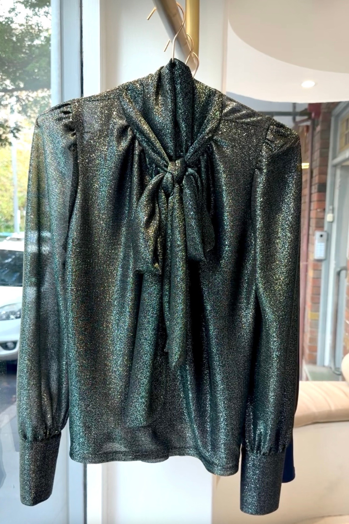 Pussy Bow Blouse - Forest Green