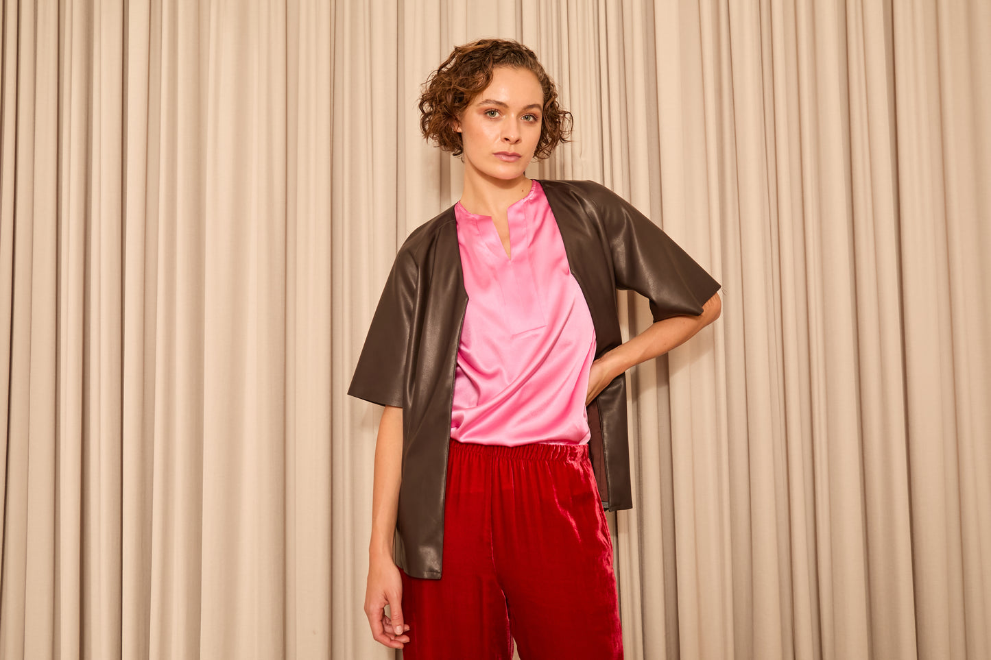 Bright Pink Silk Top