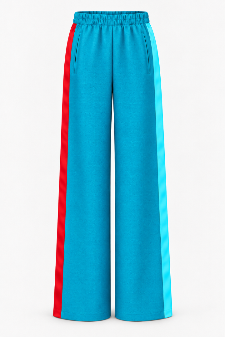 Aqua Glam Tracks with Red and Aqua Ribbon Side Stripes