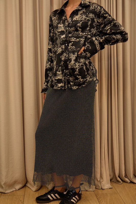 Handmade Diamond Mesh Skirt - Black