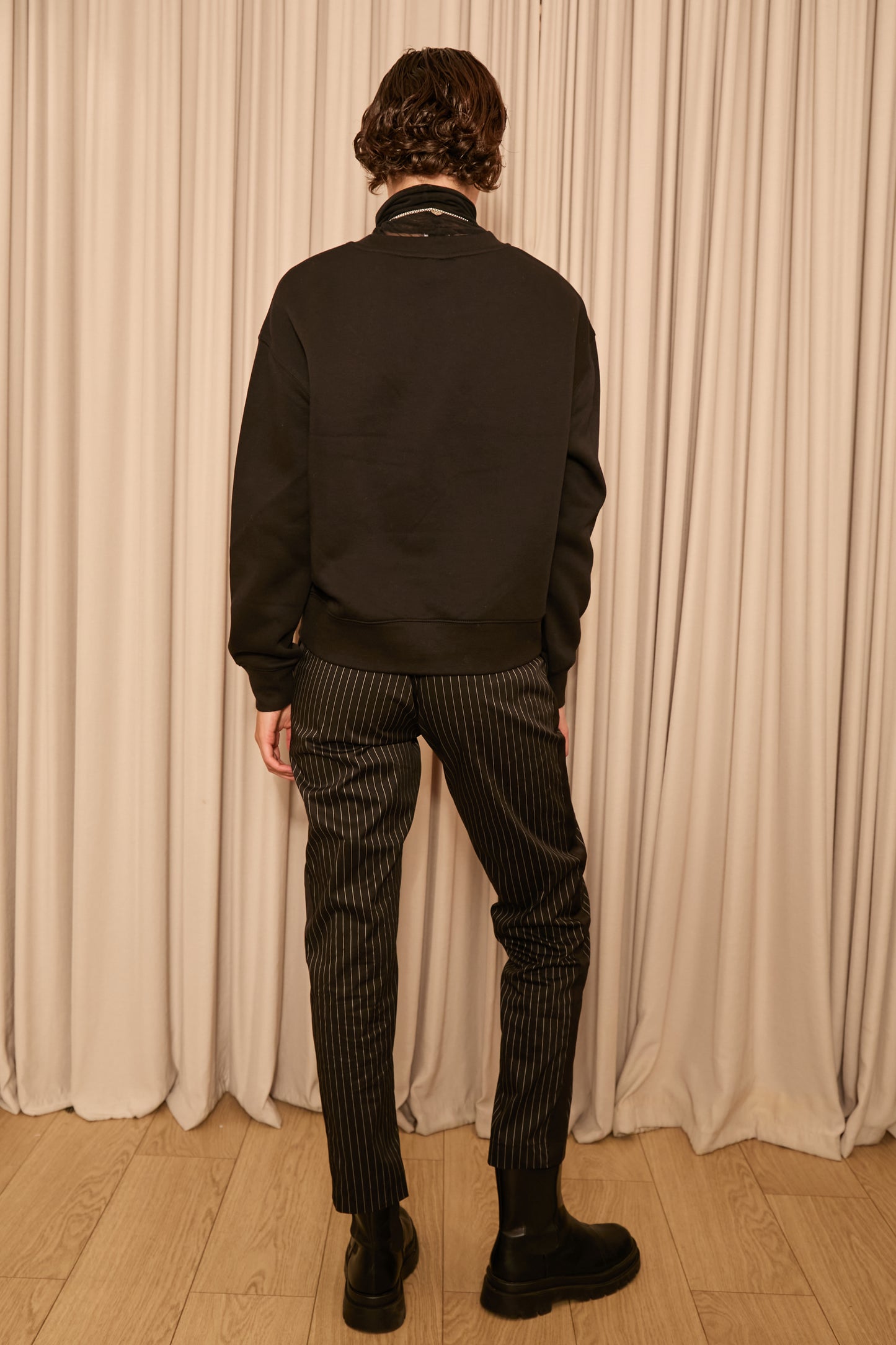 Black Pinstripe Cigarette Pants
