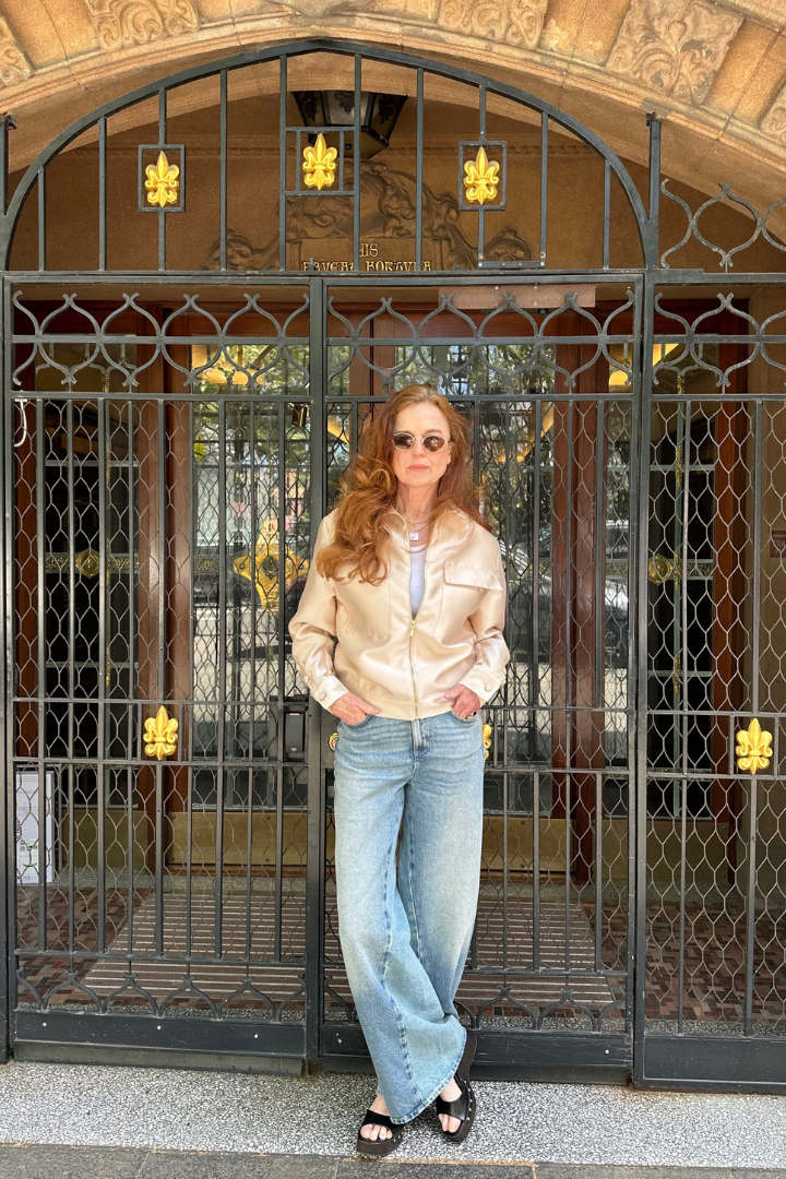 Champagne Duchess Satin Bomber Jacket