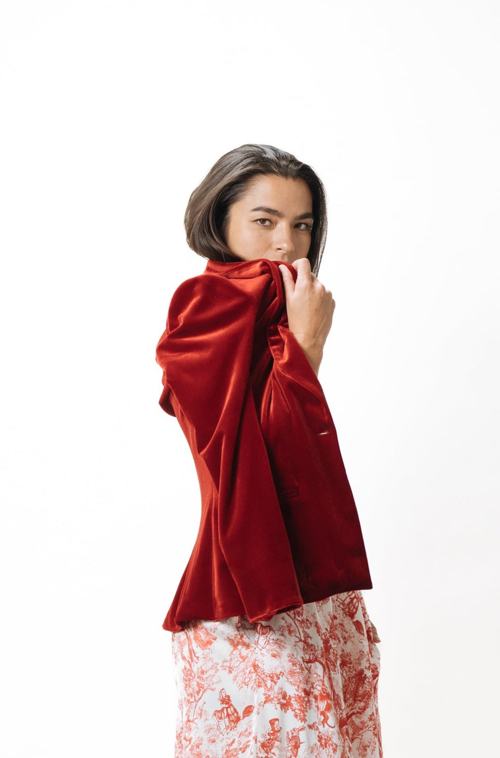 Velvet Jacket · Crimson Red