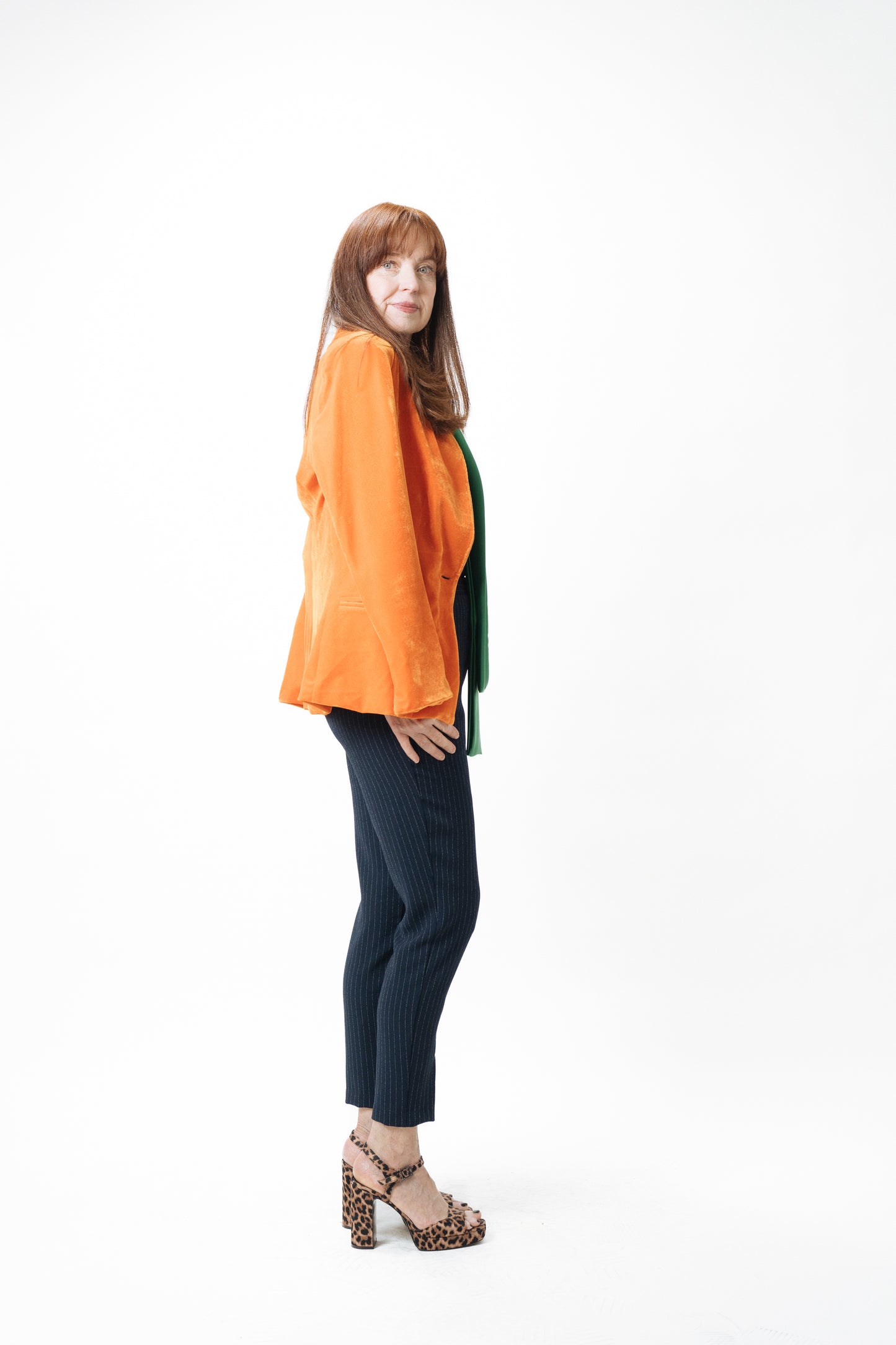 V Point Pant · Navy Pinstripe