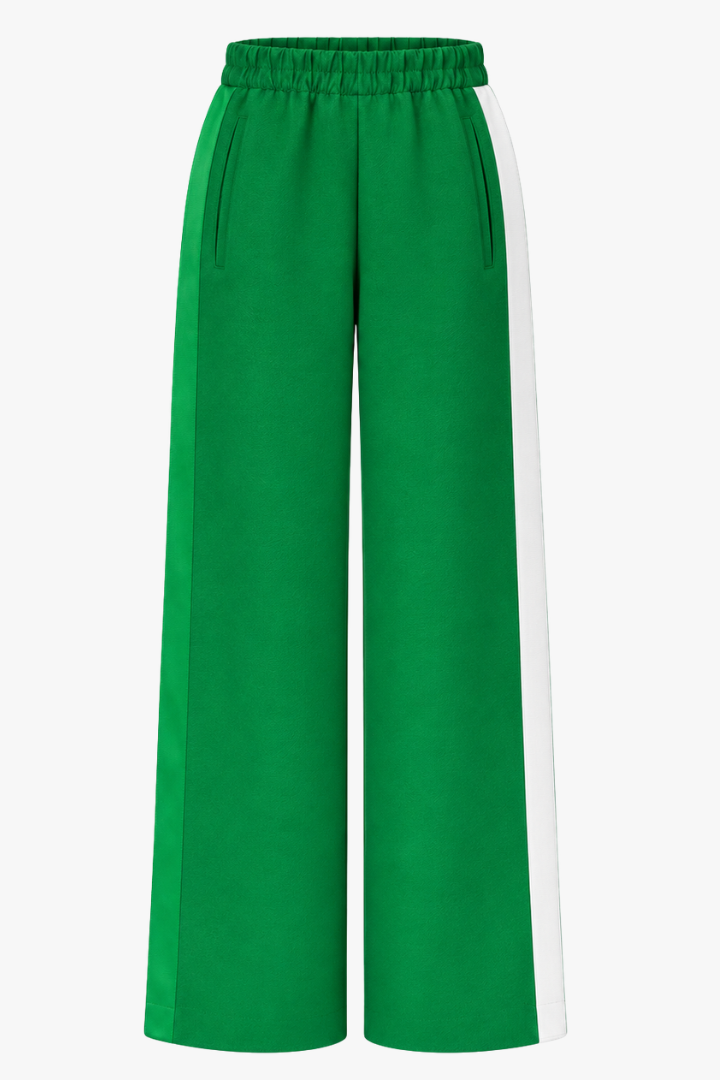 Green Glam Track with White and Green Ribbon Side Stripes