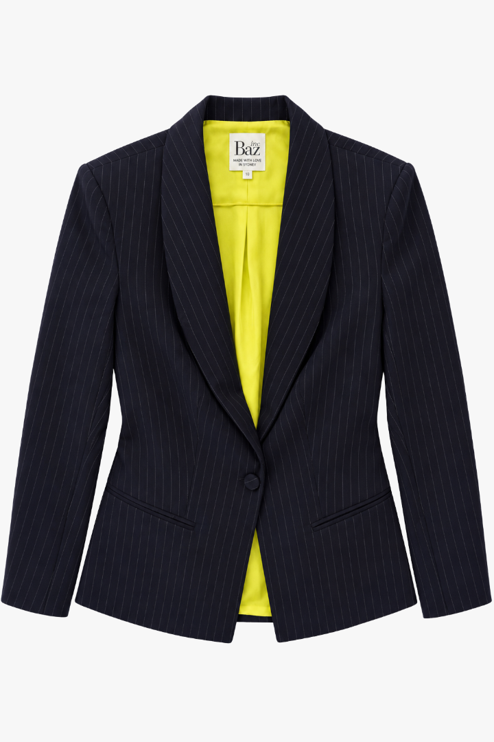 Navy Pinstripe Slim Line Blazer