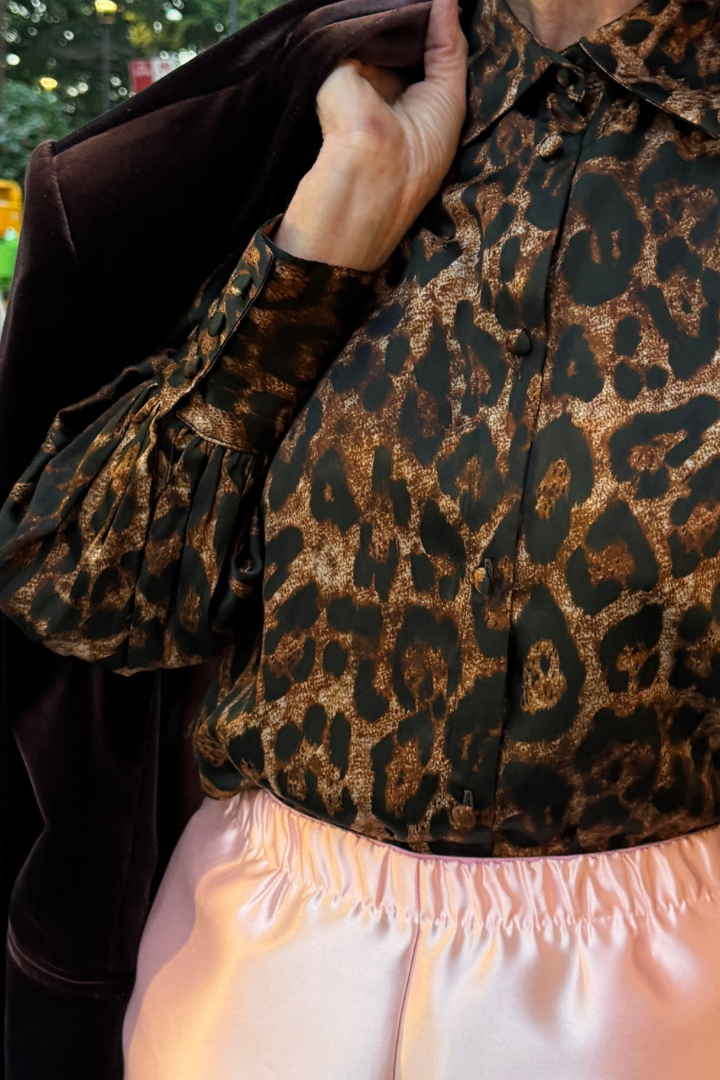 Leopard Print Silk Blouse