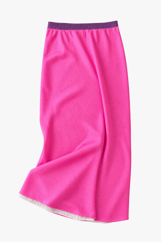 Hot Pink Beaten Satin Bias Skirt