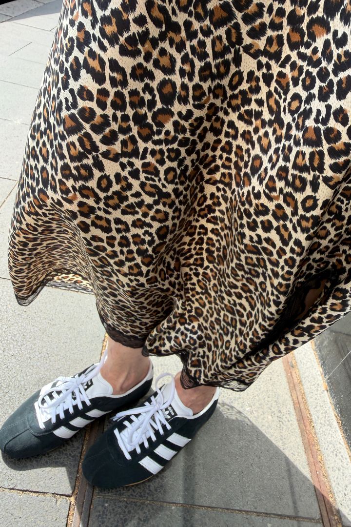 Leopard Print Skirt with Lace Trim