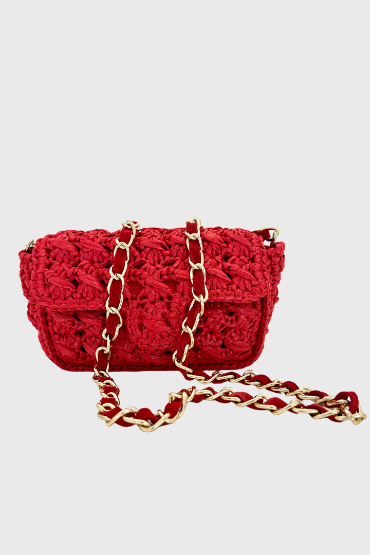 Mini Raffia Bag - Red