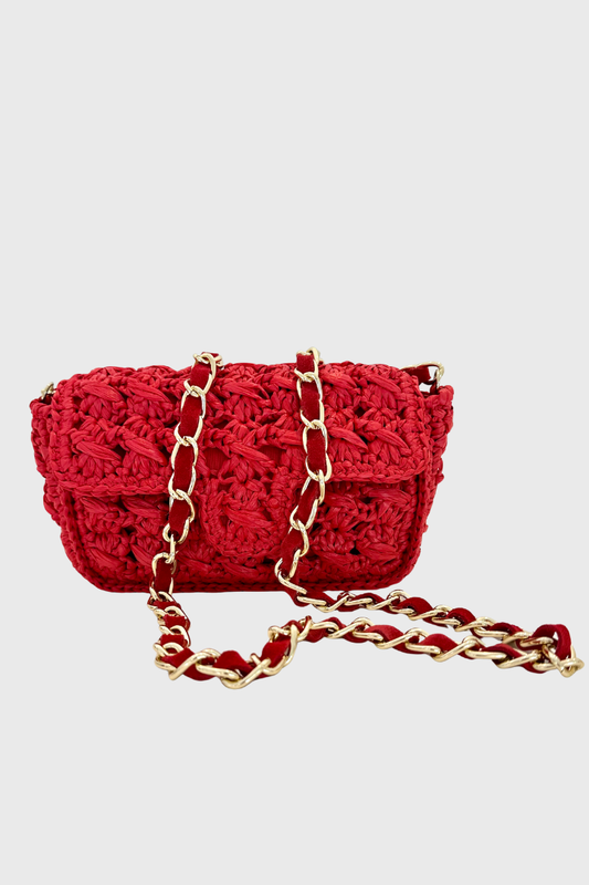 Mini Raffia Bag - Red