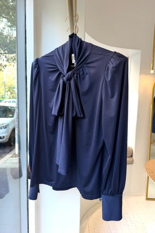 Pussy Bow Blouse - Navy