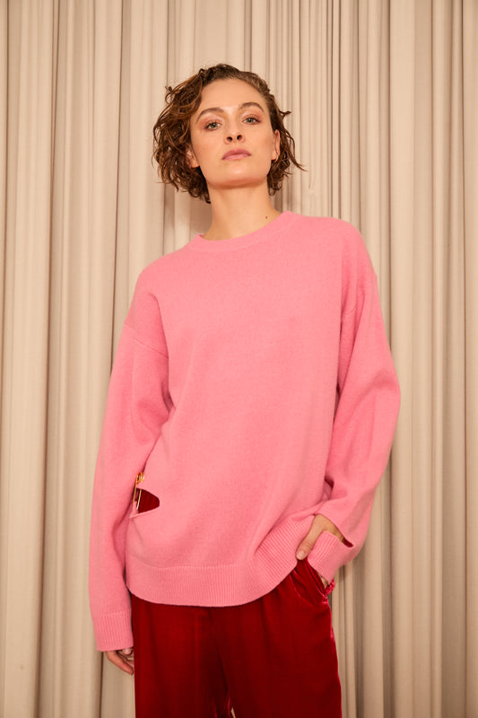 Pink Distressed Knitted Jumper