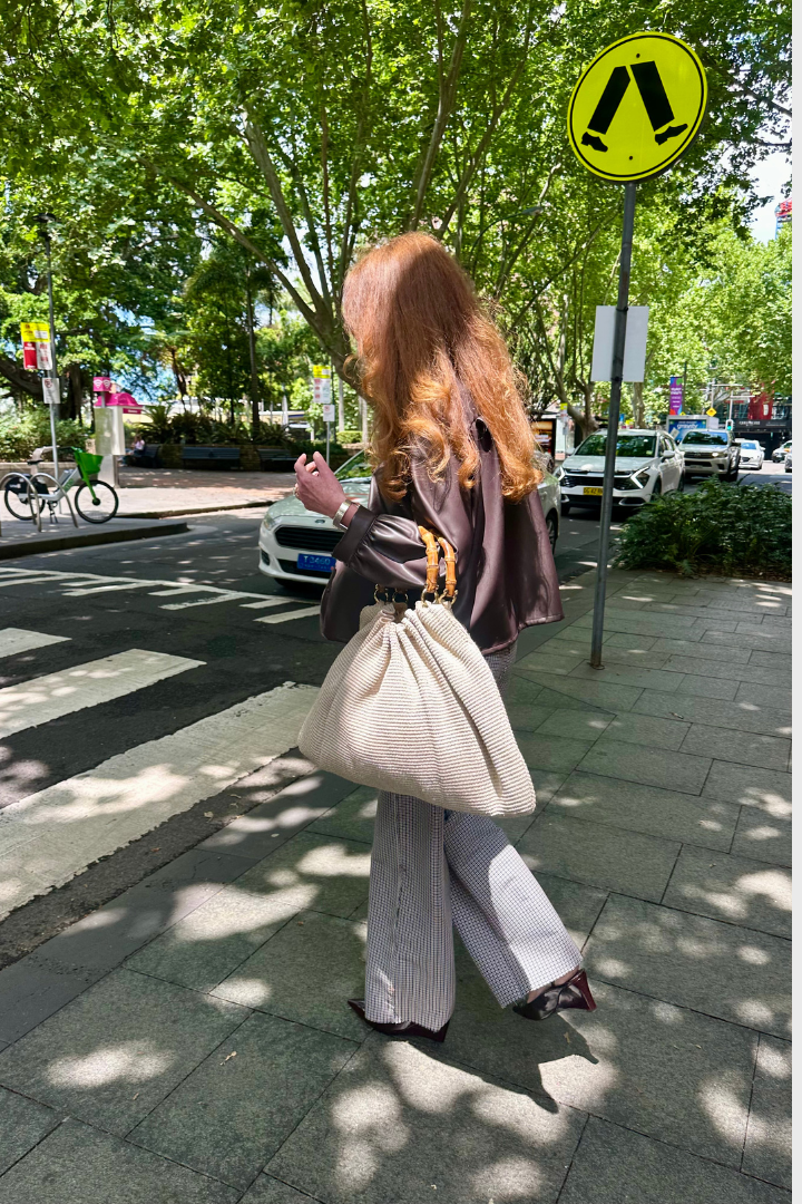 Caterina Raffia Bag - Grey