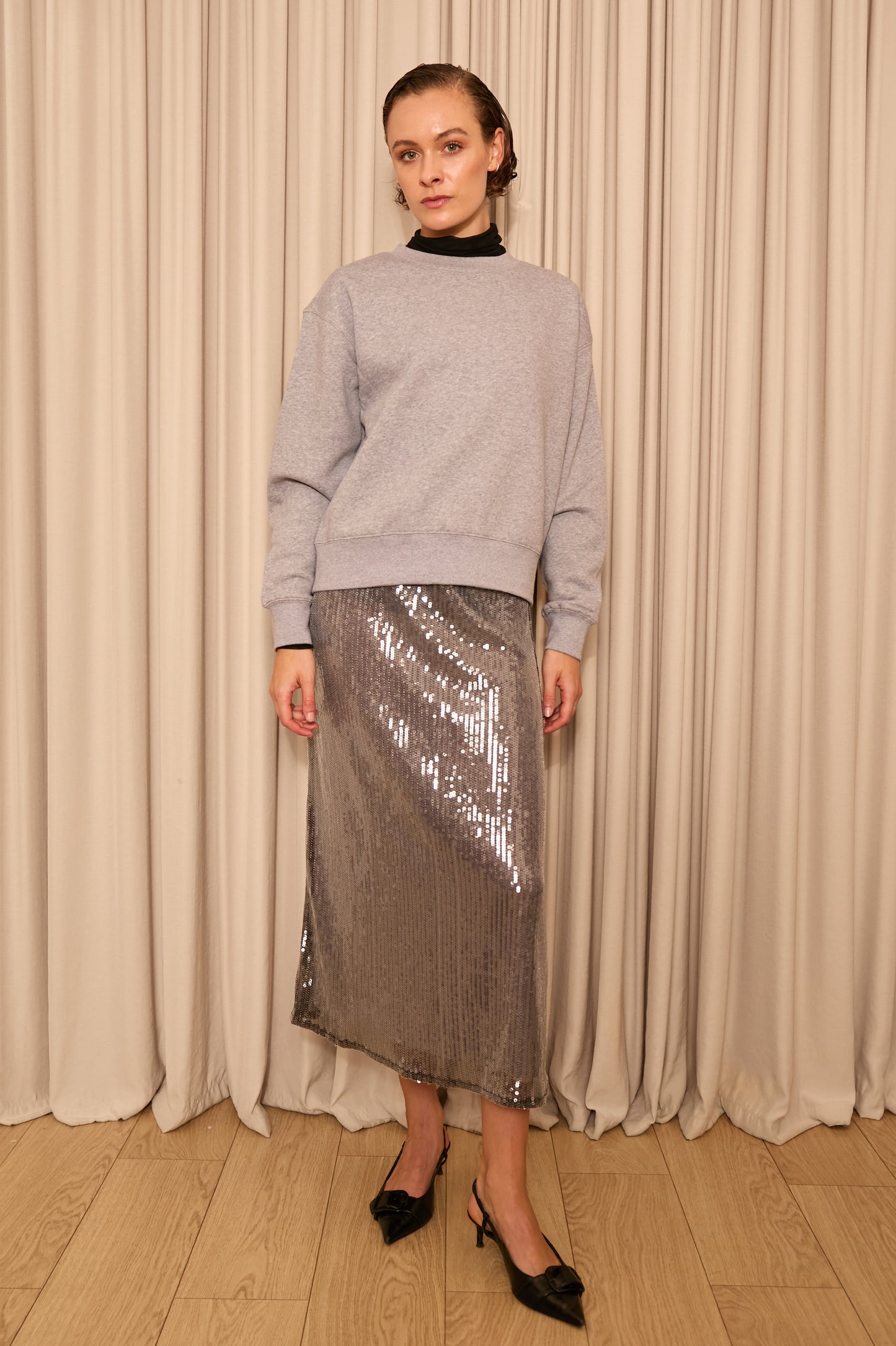 Silver Sequin Skirt