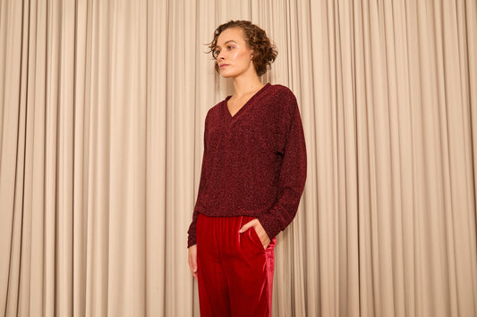 Sparkly Red V-Neck Jumper