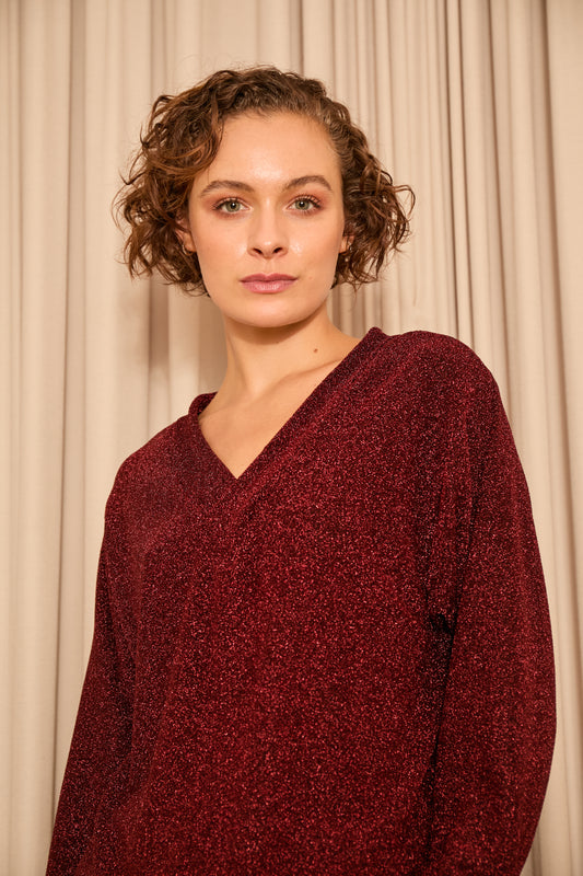 Sparkly Red V-Neck Jumper