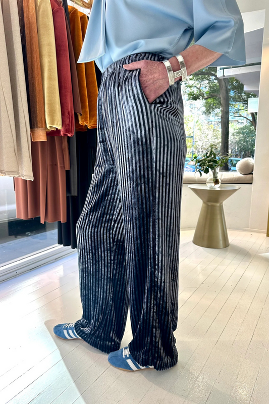 Silk Velvet Metallic Stripe Pant