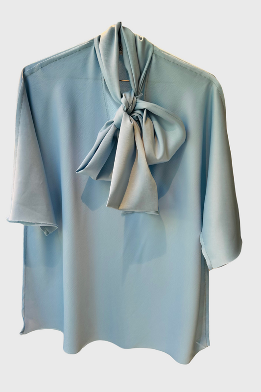 Pussy Bow T - Powder Blue