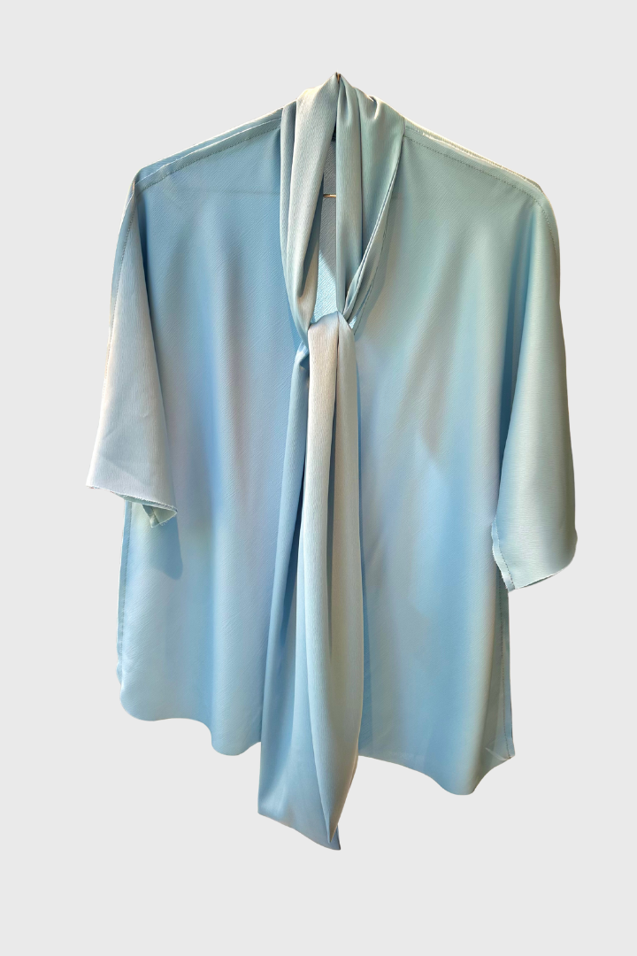 Pussy Bow T - Powder Blue