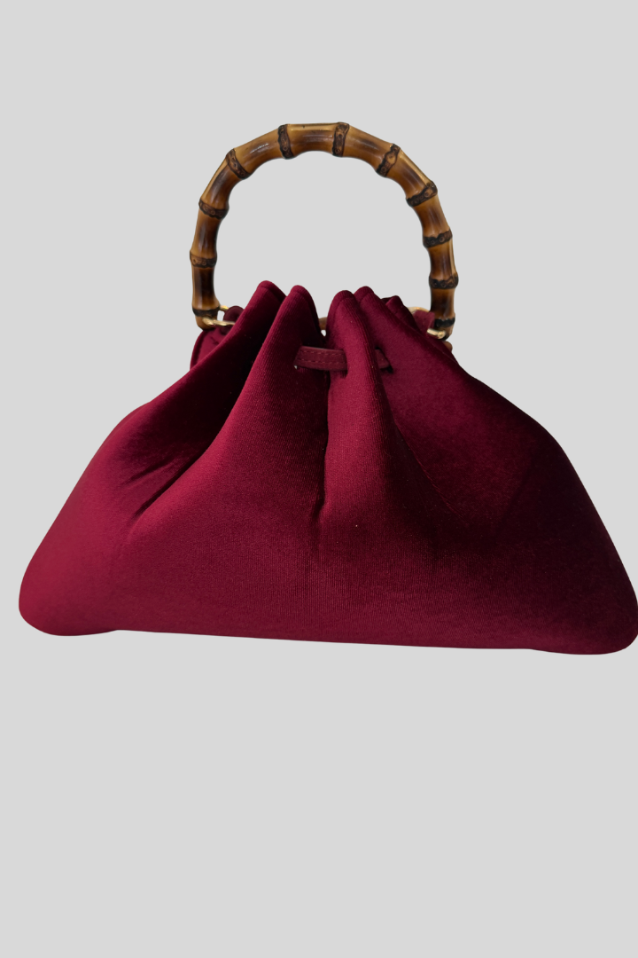 Velvet Bamboo Handle Bag