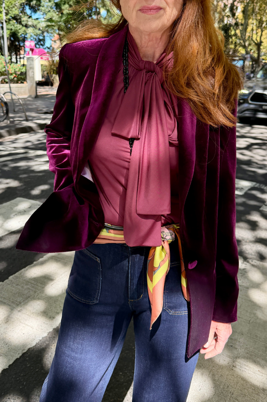 Pussy-Bow Blouse - Wine