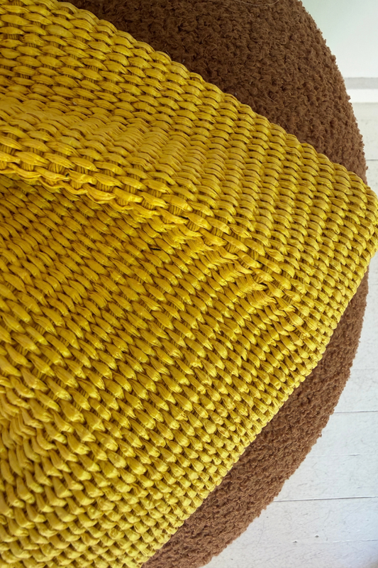 Raffia Bamboo Handle Bag - Yellow