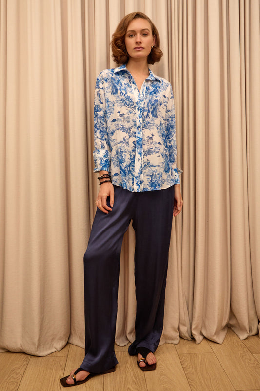 Silk Long Sleeve Shirt- Alice in Wonderland