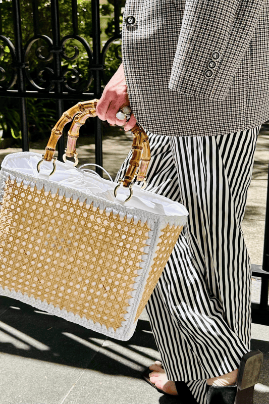 Limited Edition Raffia & Wicker Bag with Bamboo Handle