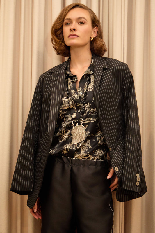 Black Pinstripe Blazer