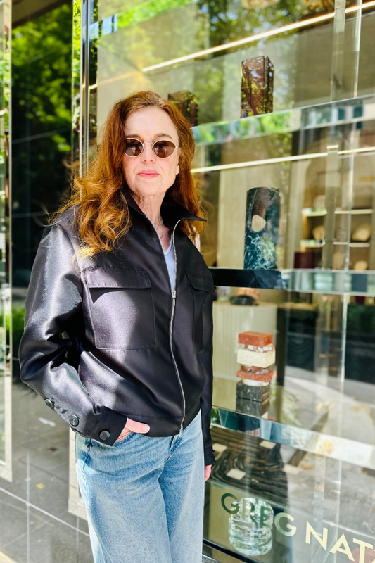 Black Duchess Satin Bomber Jacket