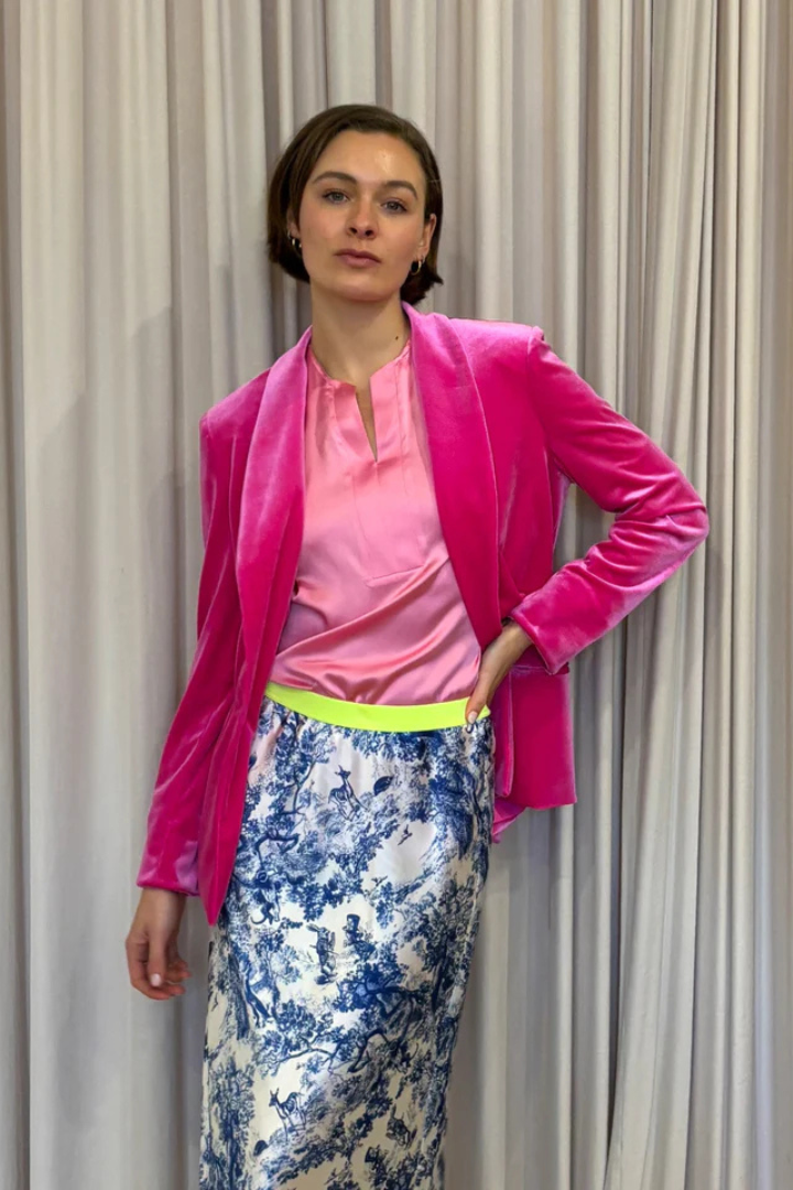 Velvet Jacket · Hot Pink