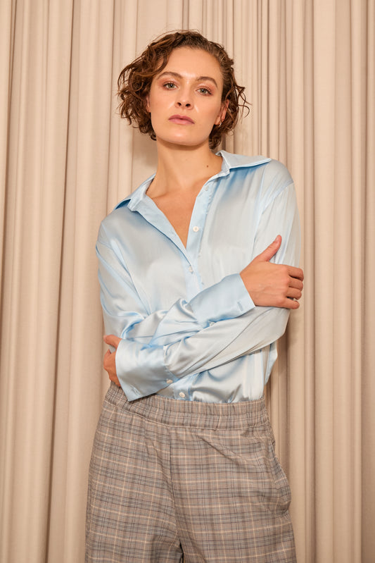 Sky Blue Silk Shirt