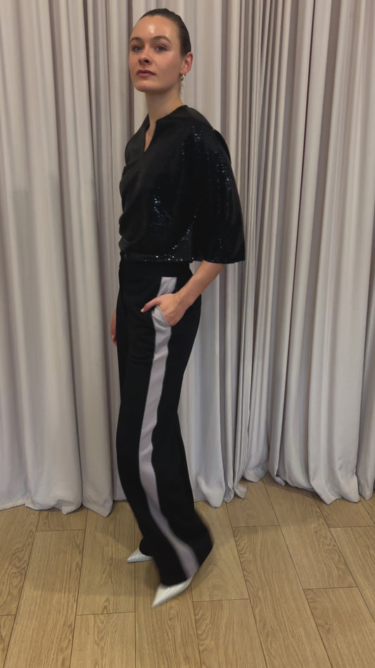 Black Suit Pant with Grey Side Stripe