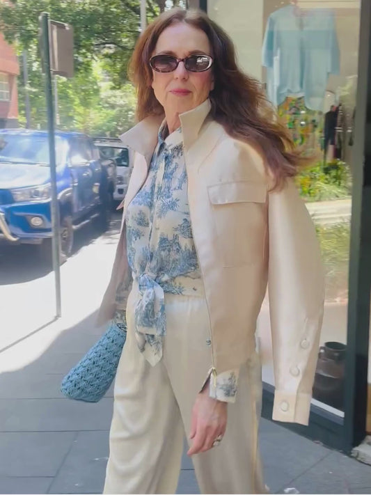 Satin Crepe Pants – Champagne