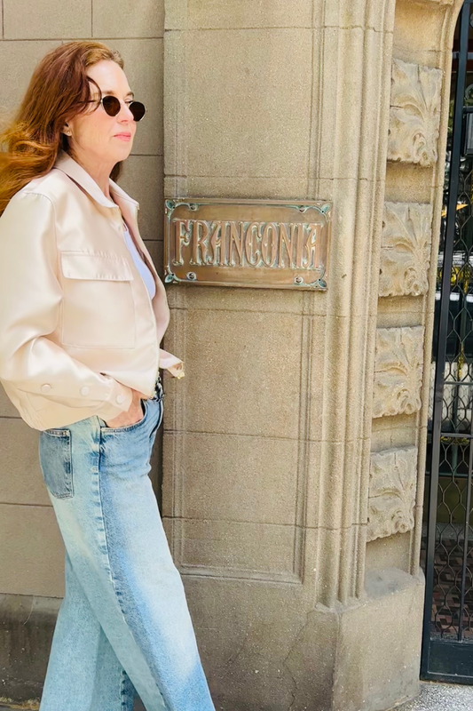 Champagne Duchess Satin Bomber Jacket
