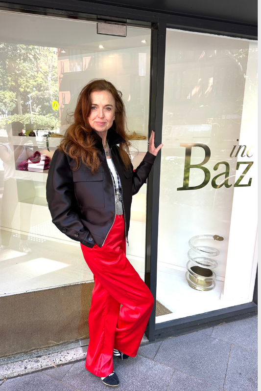 Tomato Red Satin Pants