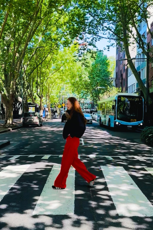Tomato Red Satin Pants