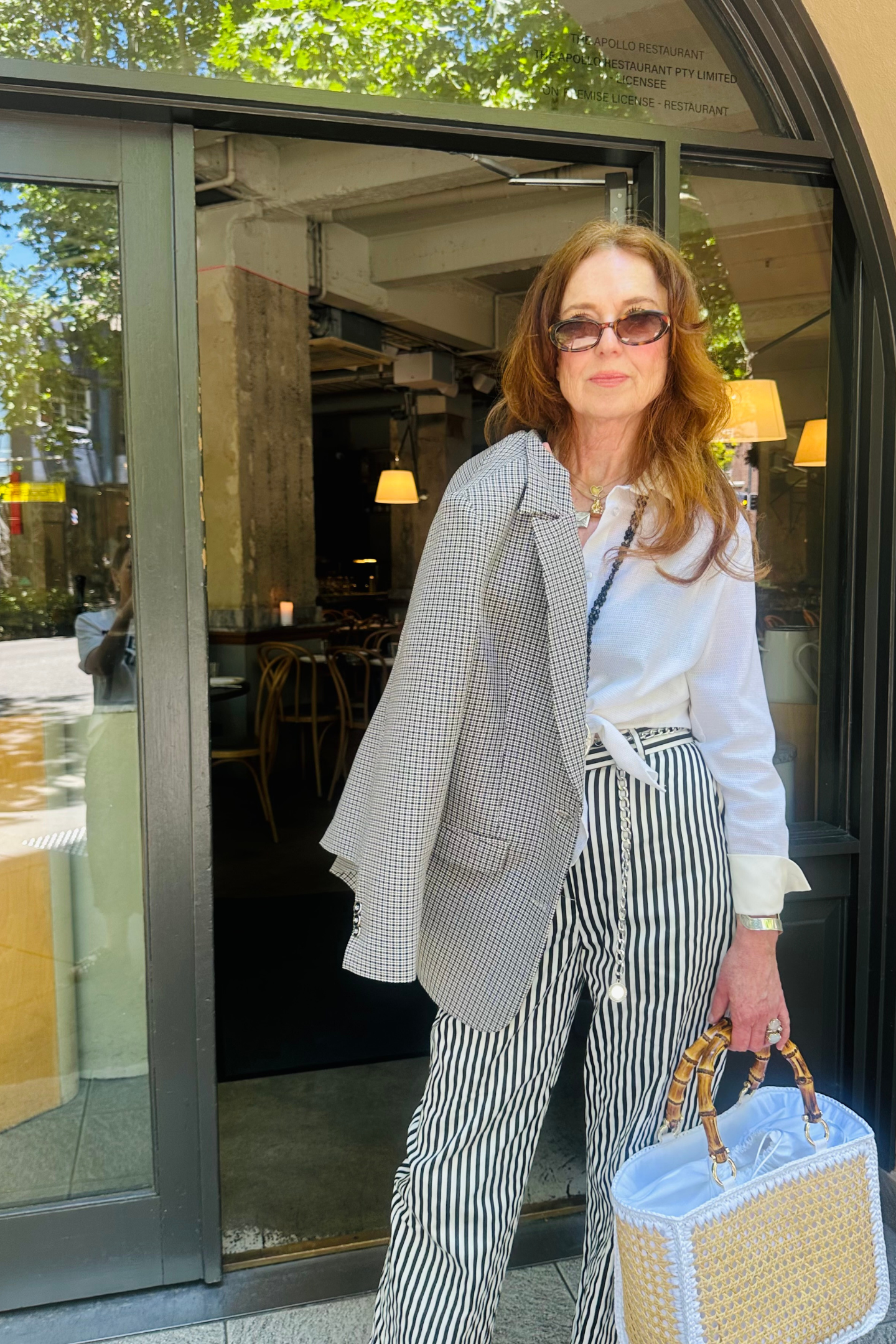 Women’s Relaxed Tailored Suit Pants – Black & White Striped