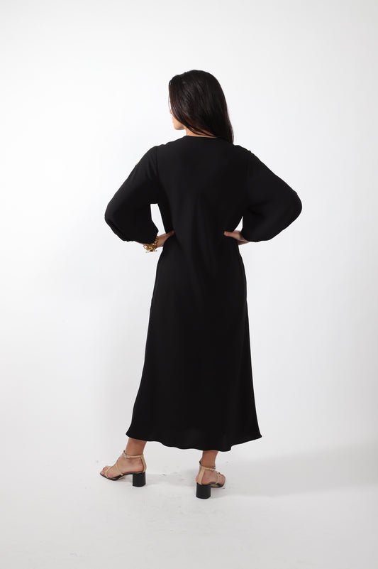 Bias V Dress · Black with Lime Stripe